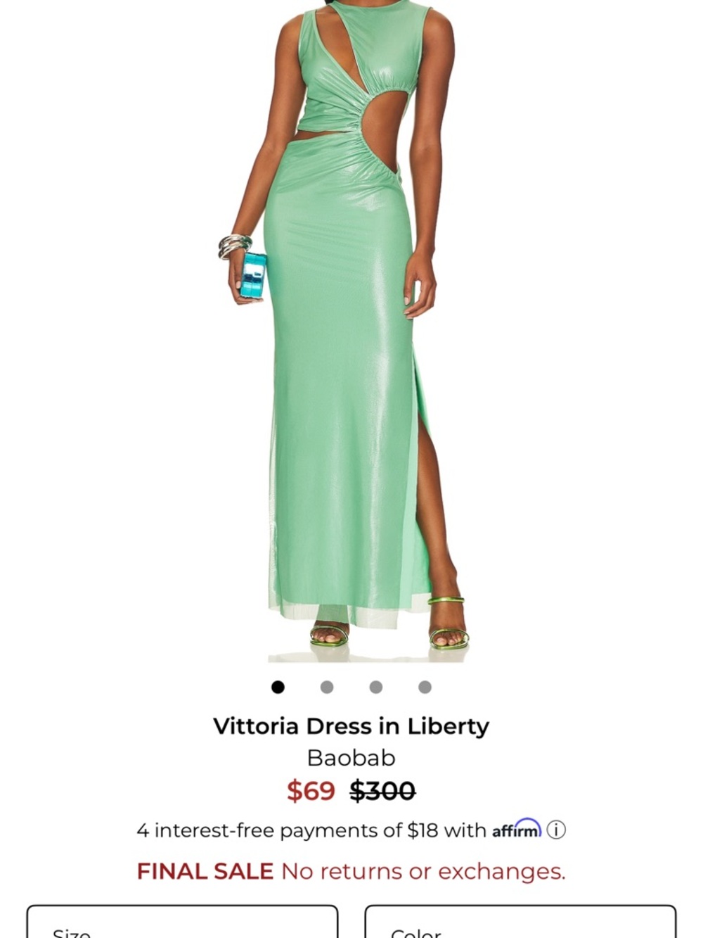 Baobab Collection Liberty Green Cutout Maxi Skirt